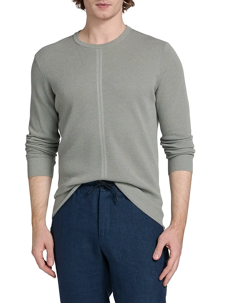 Saks Fifth Avenue Men's COLLECTION Structure Crewneck Long-Sleeve Shirt | Thumbnail 3 Saks Fifth Avenue Men's COLLECTION Structure Crewneck Long-Sleeve Shirt | Thumbnail 3
