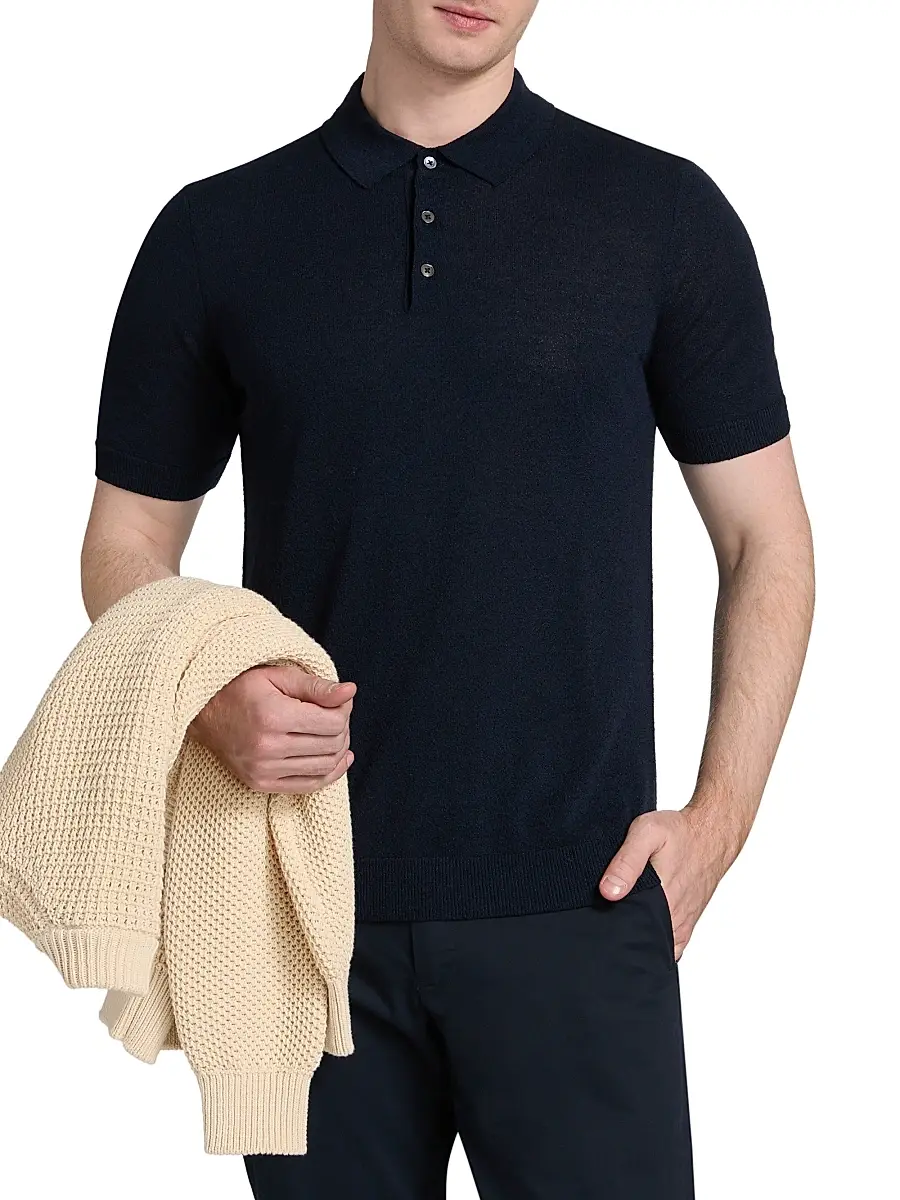 Saks Fifth Avenue Men's COLLECTION Wool-Blend Jersey Polo Shirt | Thumbnail 3 Saks Fifth Avenue Men's COLLECTION Wool-Blend Jersey Polo Shirt | Thumbnail 3