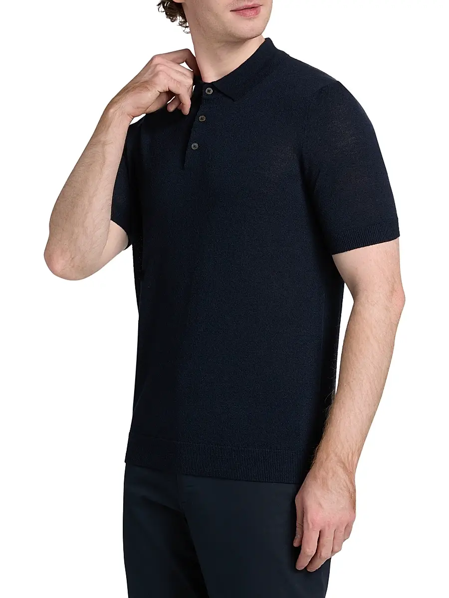 Saks Fifth Avenue Men's COLLECTION Wool-Blend Jersey Polo Shirt | Thumbnail 4 Saks Fifth Avenue Men's COLLECTION Wool-Blend Jersey Polo Shirt | Thumbnail 4