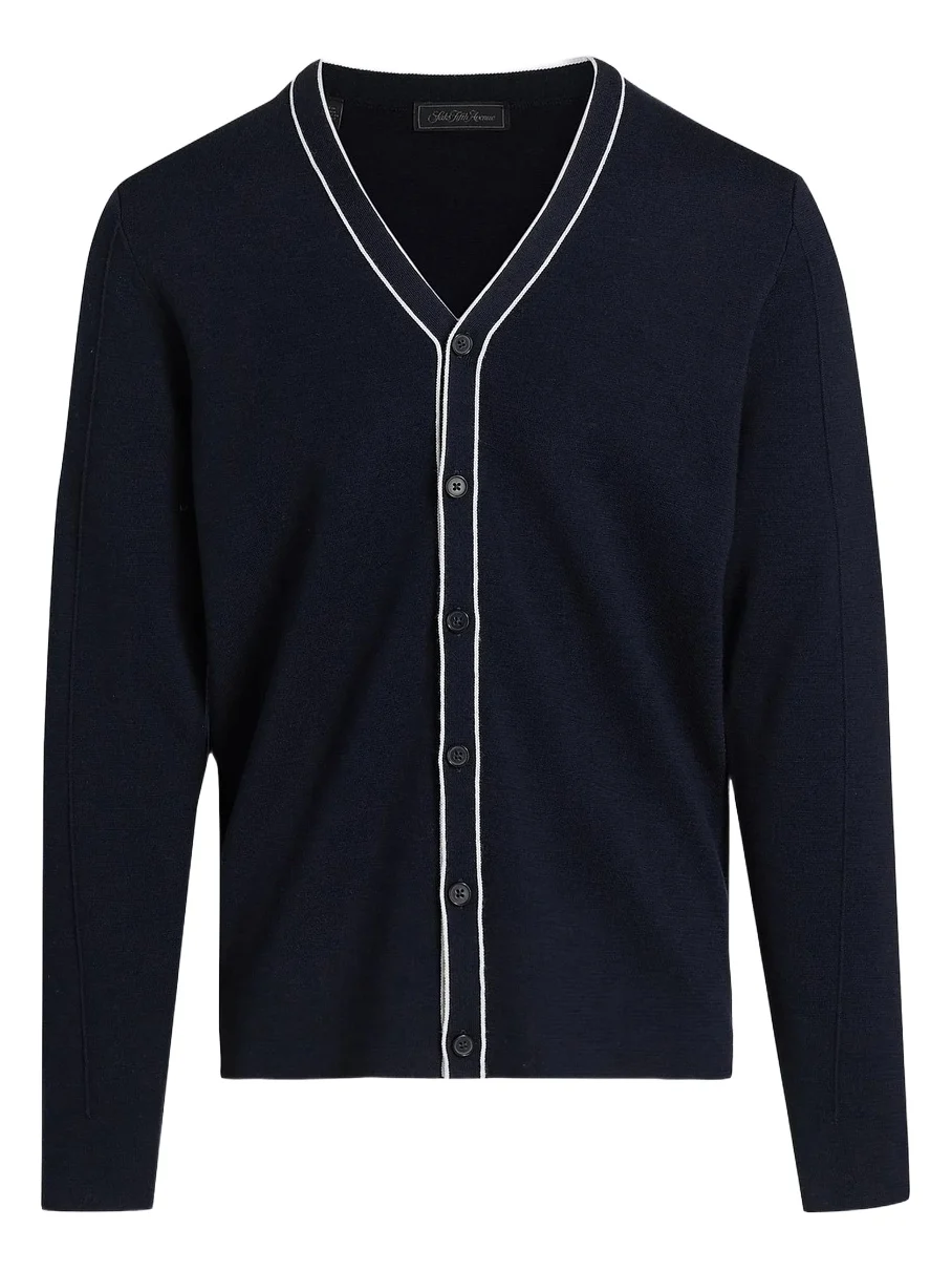 Men's COLLECTION Tipped Wool Long-Sleeve Cardigan Men's COLLECTION Tipped Wool Long-Sleeve Cardigan