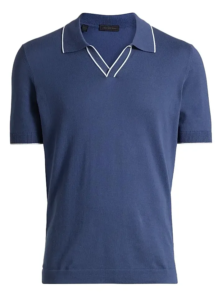 Men's COLLECTION Tipped Johnny Collar Cotton Shirt Men's COLLECTION Tipped Johnny Collar Cotton Shirt