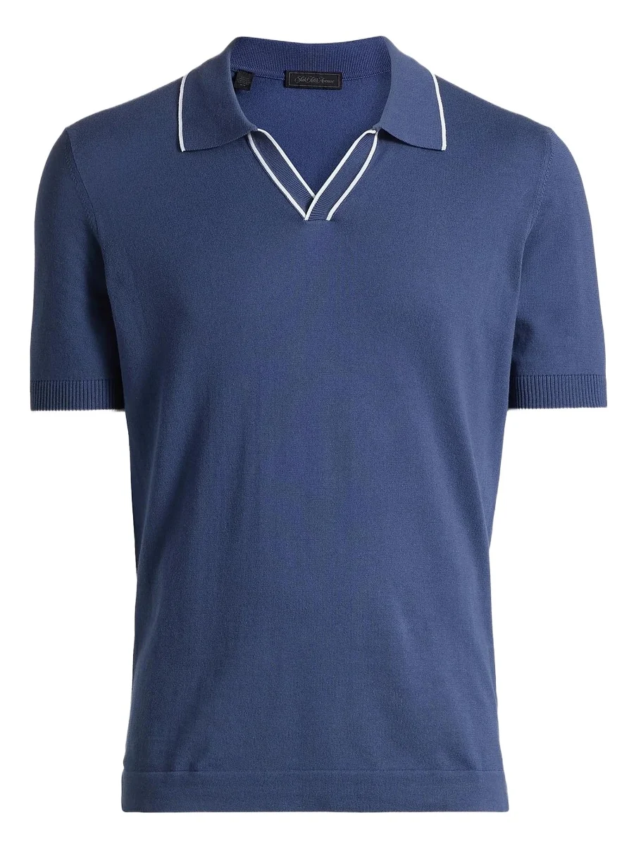 Men's COLLECTION Tipped Johnny Collar Cotton Shirt
