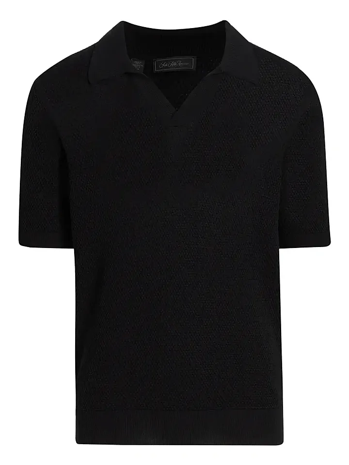 Men's Waffled Cotton Johnny Collar Sweater