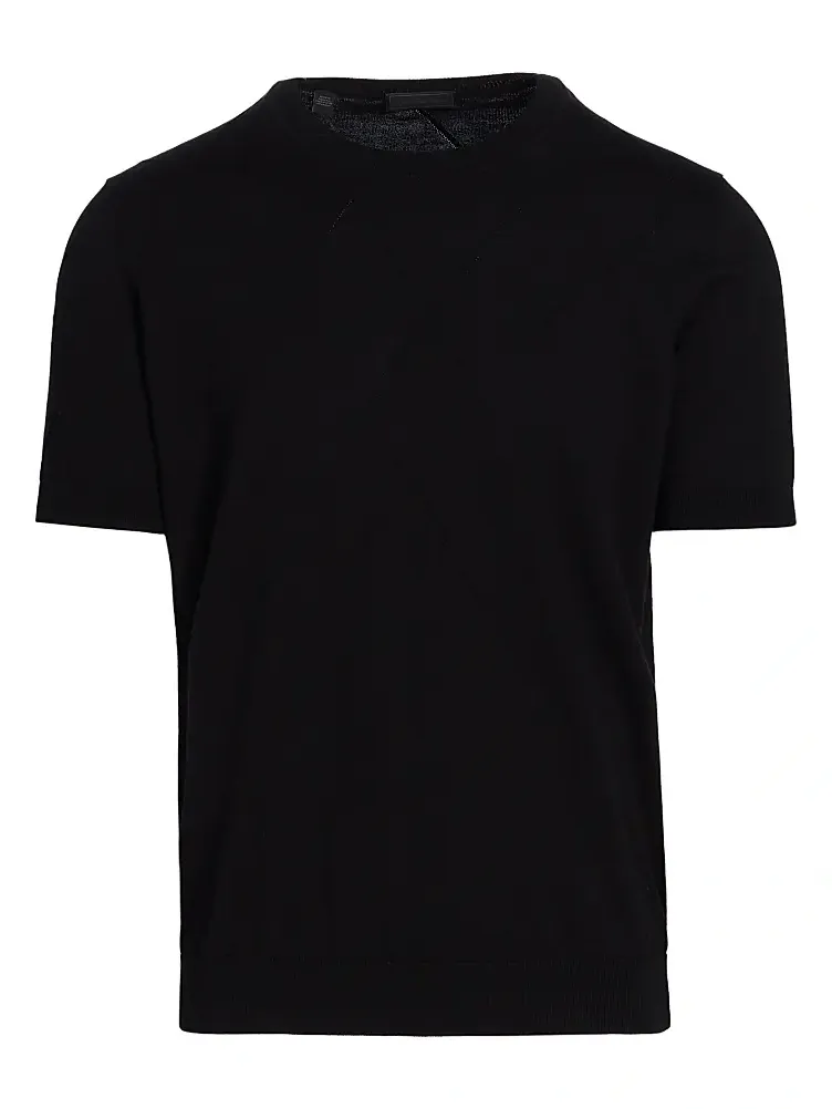 Men's Diagonal Stitch Crewneck Short-Sleeve Sweater