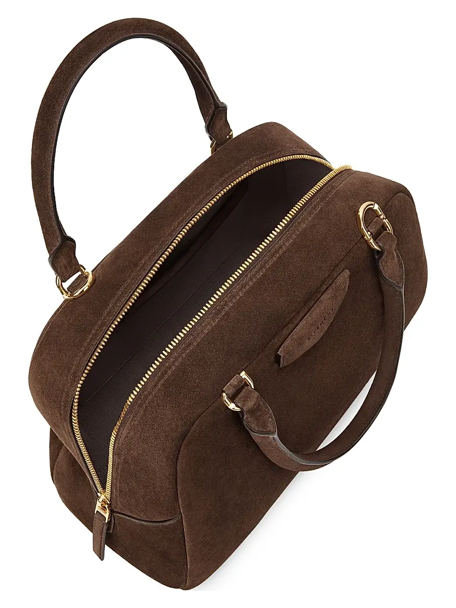 Givenchy Women's Antigona East-West Soft Top Handle Bag in Suede - Ebony Brown | Thumbnail 4 Givenchy Women's Antigona East-West Soft Top Handle Bag in Suede - Ebony Brown | Thumbnail 4