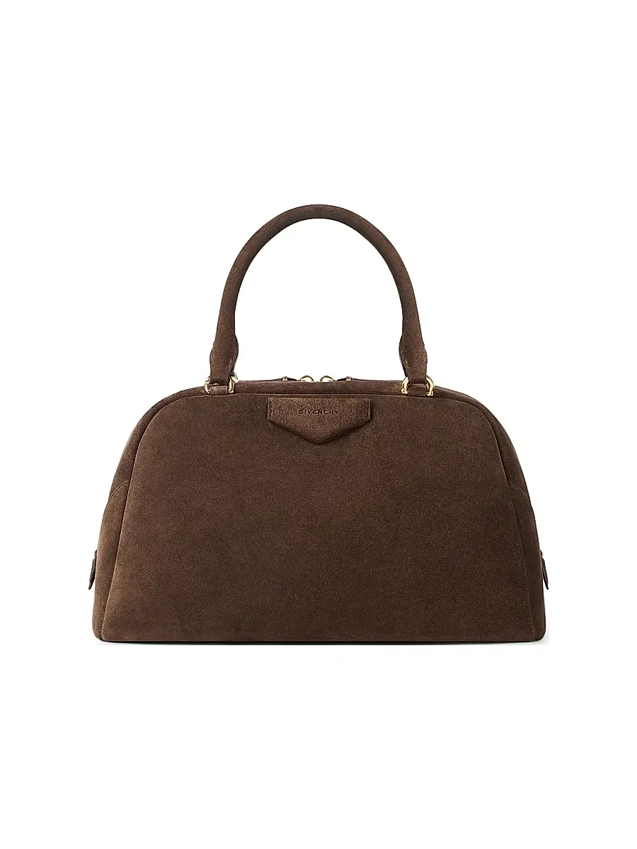 Women's Antigona East-West Soft Top Handle Bag in Suede - Ebony Brown Women's Antigona East-West Soft Top Handle Bag in Suede - Ebony Brown