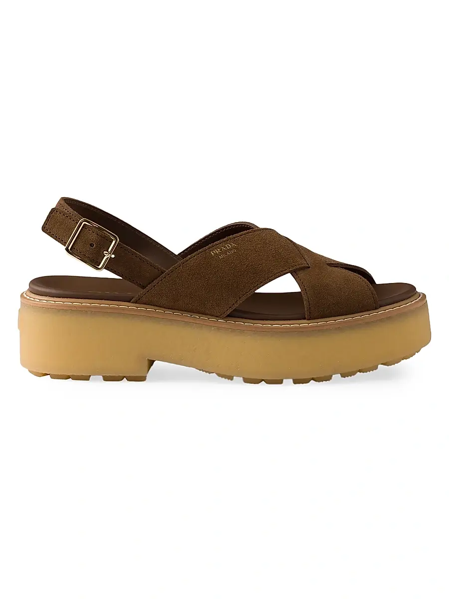 Prada Women's Suede Sandals - Brown | Image 1 Prada Women's Suede Sandals - Brown | Image 1