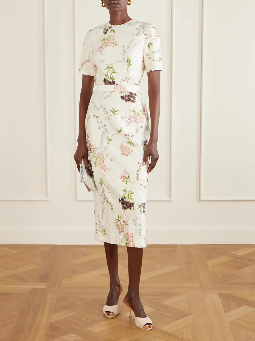 Erdem Belted Floral-print Crinkled Satin Midi Dress | Thumbnail 2 Erdem Belted Floral-print Crinkled Satin Midi Dress | Thumbnail 2