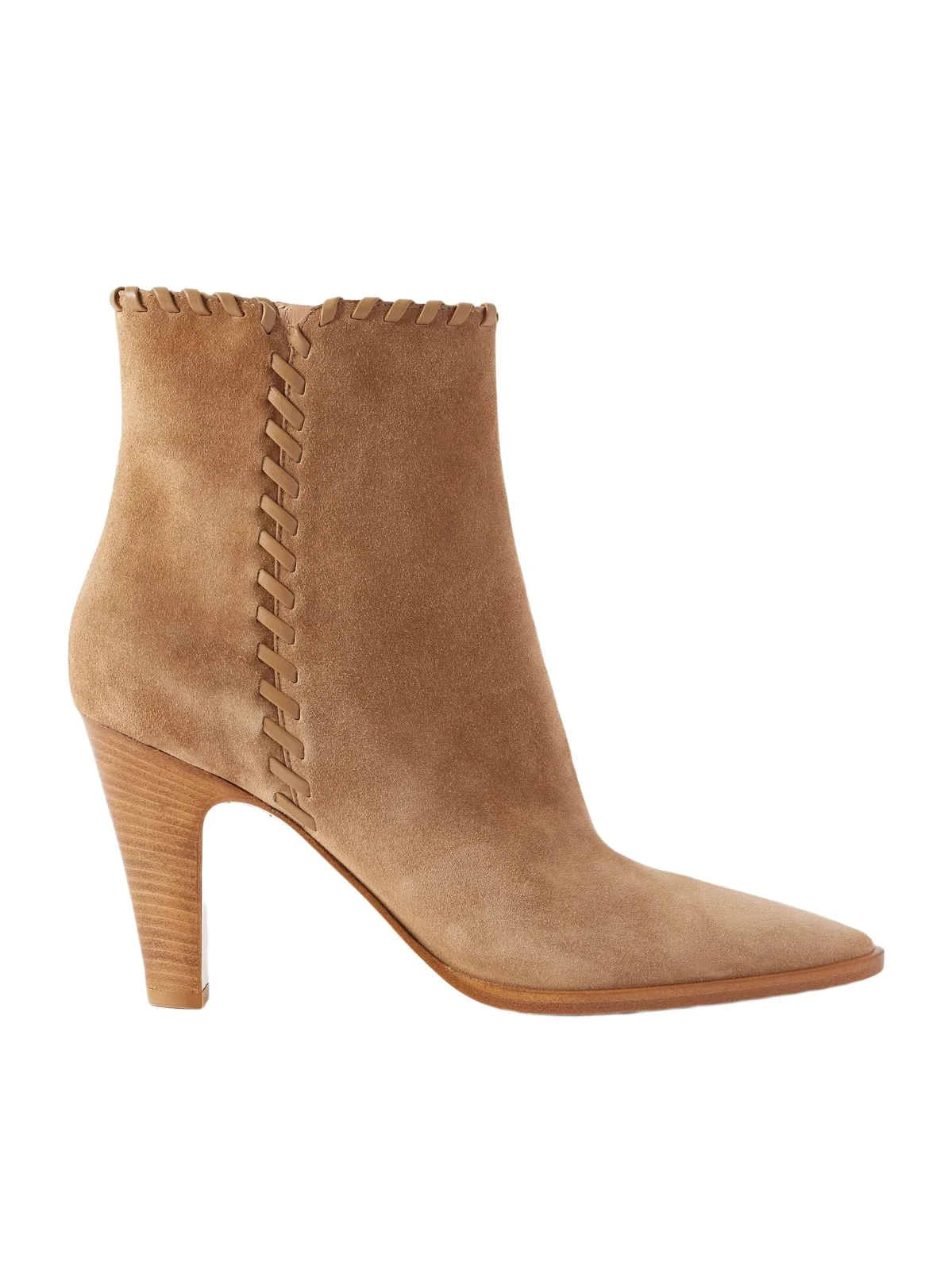 Whipstitched Leather-trimmed Suede Ankle Boots