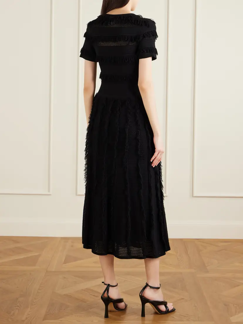 Max Mara Grazia Fringed Knitted Midi Dress | Thumbnail 4 Max Mara Grazia Fringed Knitted Midi Dress | Thumbnail 4