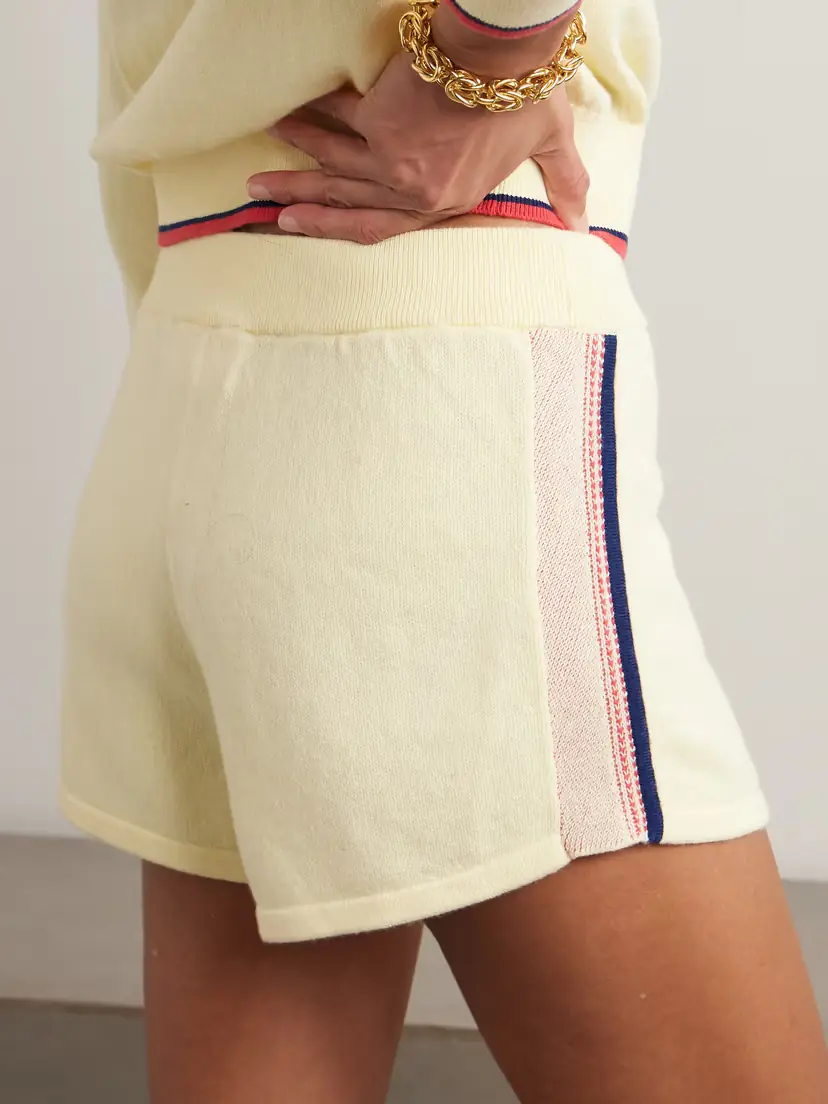Guest In Residence Runner Striped Cotton And Cashmere-blend Shorts | Thumbnail 3