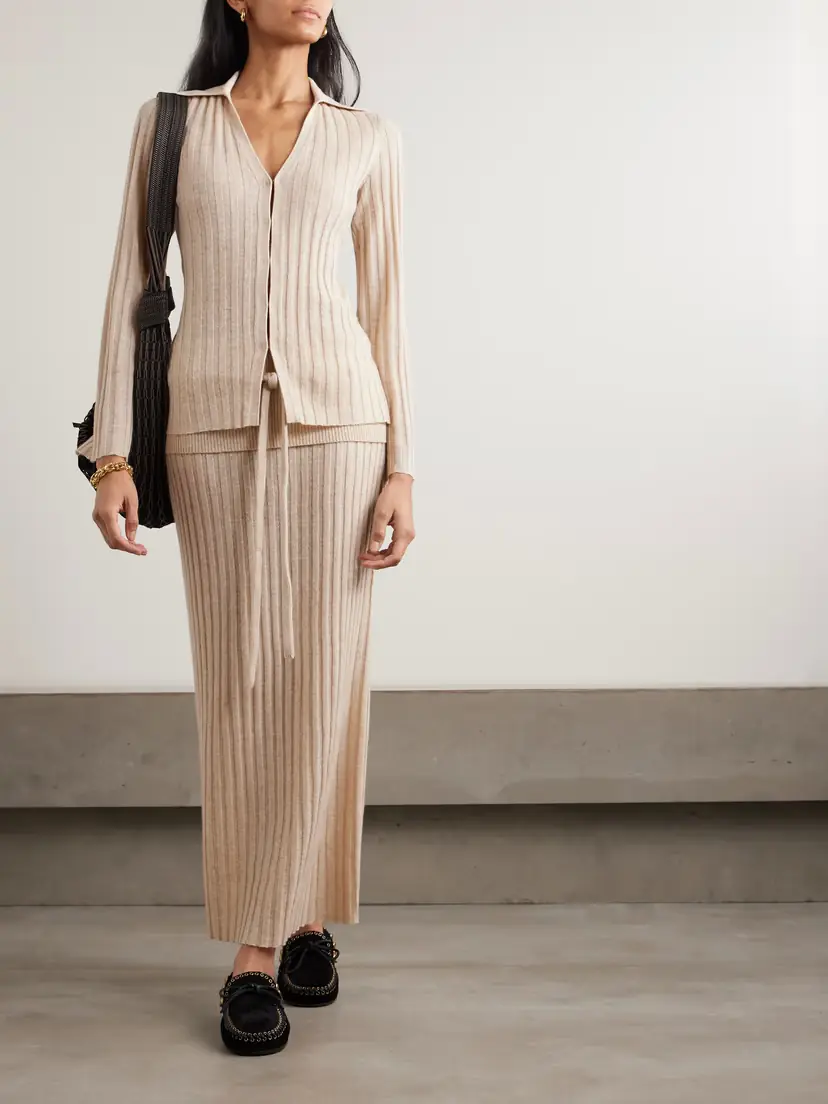 Guest In Residence Breezy Ribbed Cashmere And Linen-blend Cardigan | Thumbnail 2