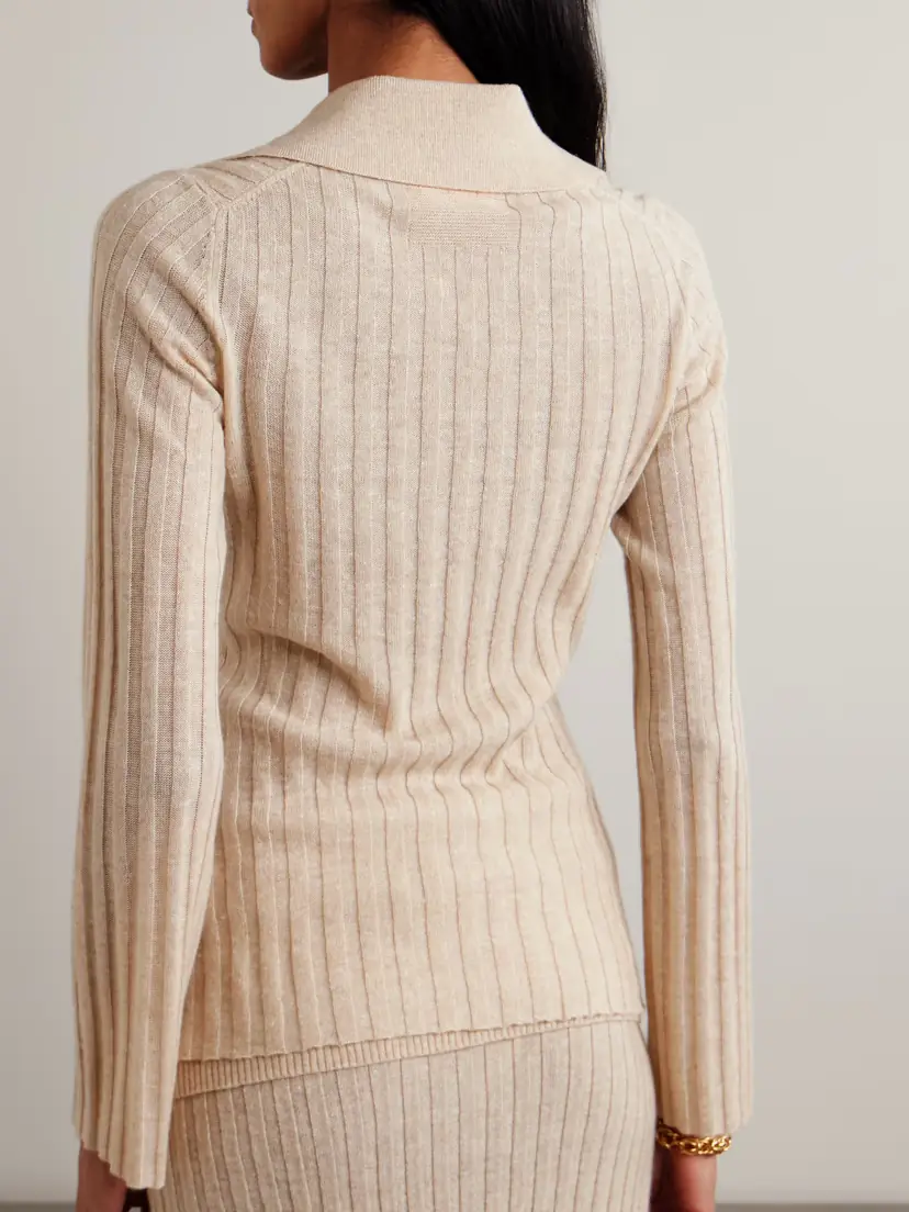 Guest In Residence Breezy Ribbed Cashmere And Linen-blend Cardigan | Thumbnail 3