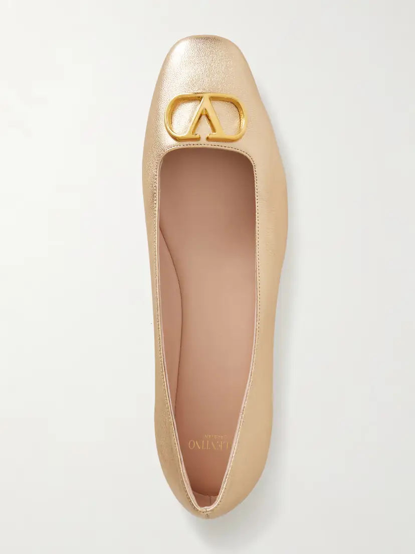 Valentino Garavani Vlogo Embellished Metallic Leather Ballet Flats | Thumbnail 6 Valentino Garavani Vlogo Embellished Metallic Leather Ballet Flats | Thumbnail 6