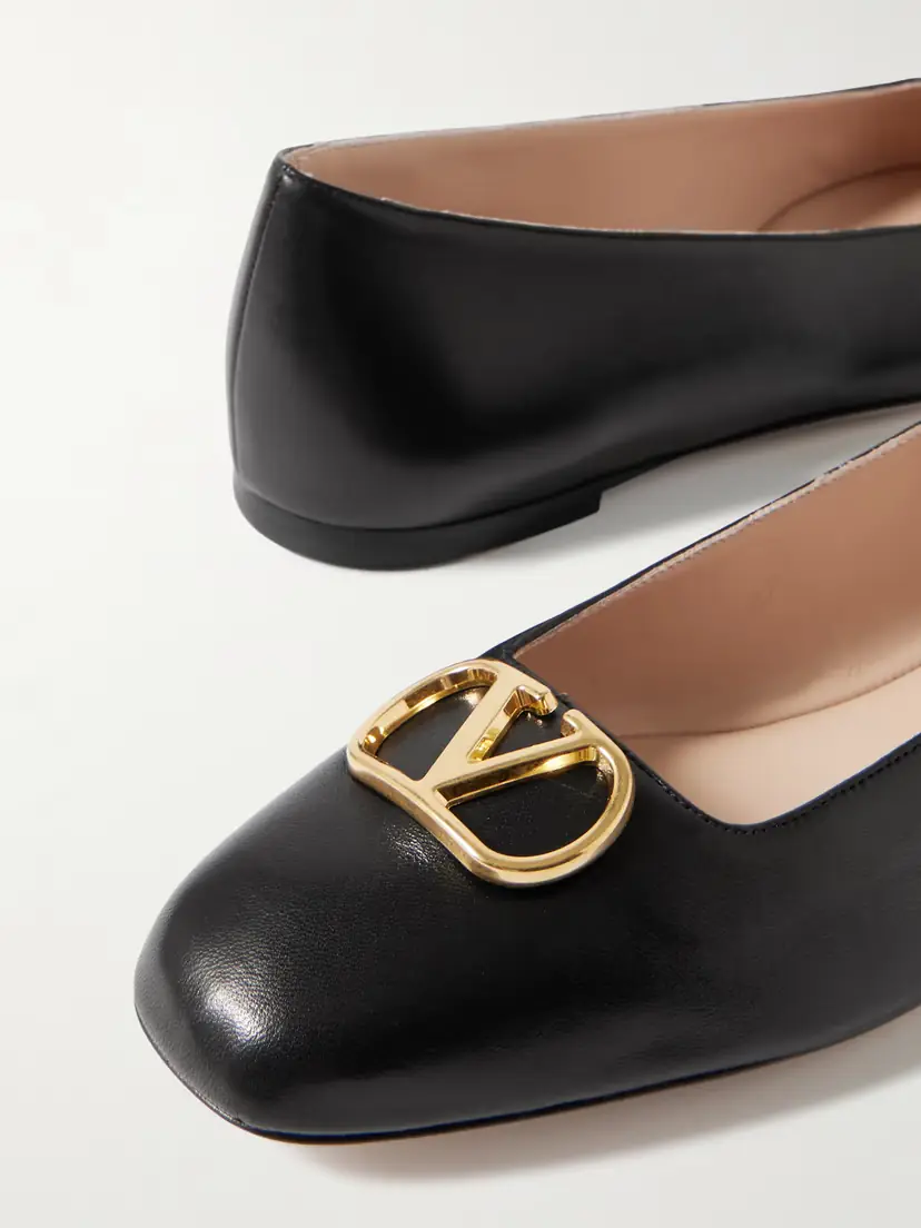 Valentino Garavani Vlogo Embellished Leather Ballet Flats | Thumbnail 4