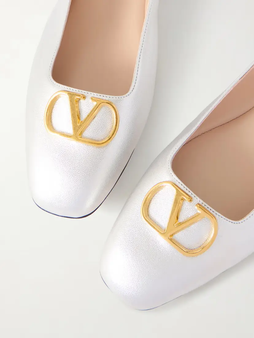 Valentino Garavani Vlogo Metallic Leather Ballet Flats | Thumbnail 5 Valentino Garavani Vlogo Metallic Leather Ballet Flats | Thumbnail 5