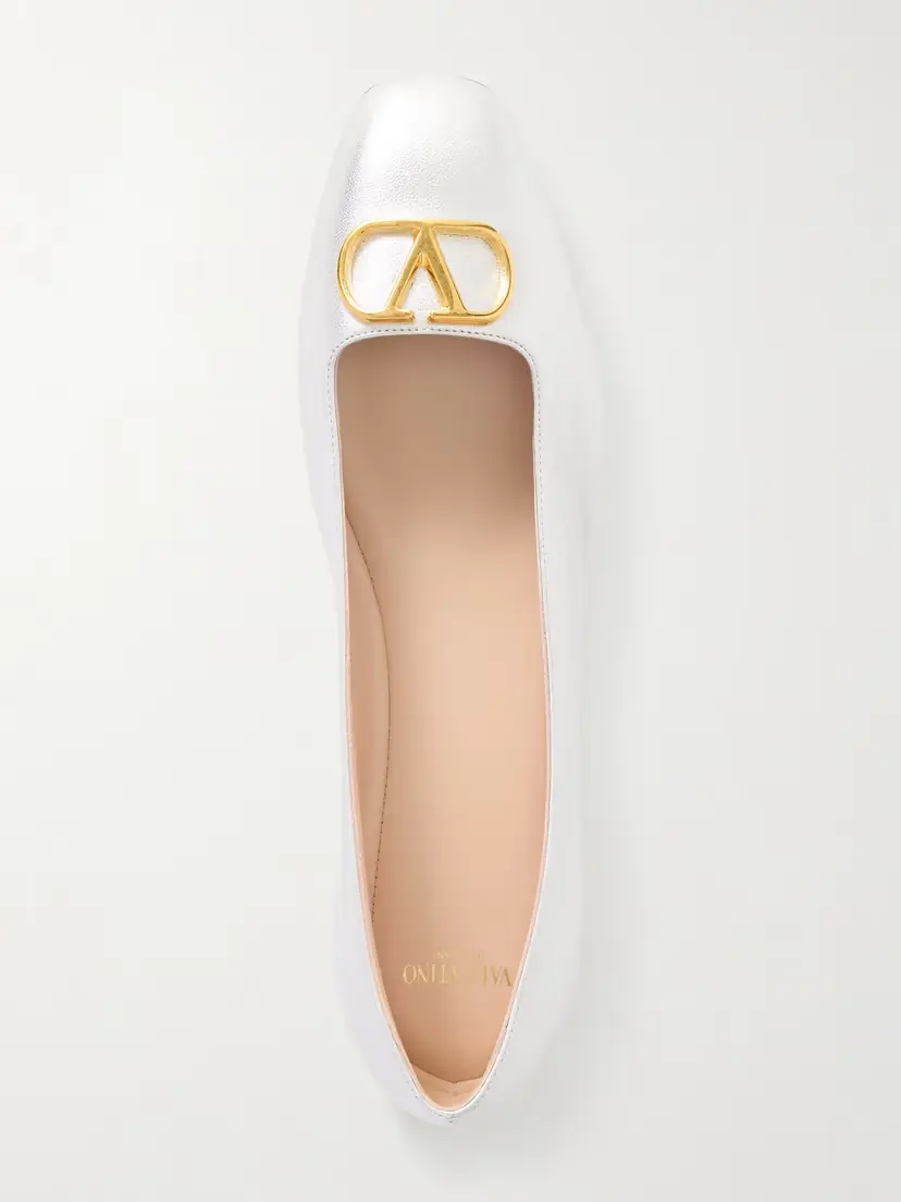 Valentino Garavani Vlogo Metallic Leather Ballet Flats | Thumbnail 6 Valentino Garavani Vlogo Metallic Leather Ballet Flats | Thumbnail 6