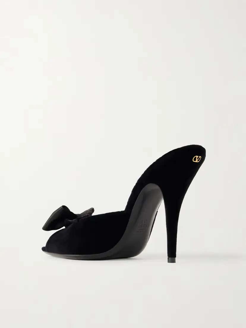Valentino Garavani Marie 105 Bow-embellished Satin-trimmed Velvet Mules | Thumbnail 3
