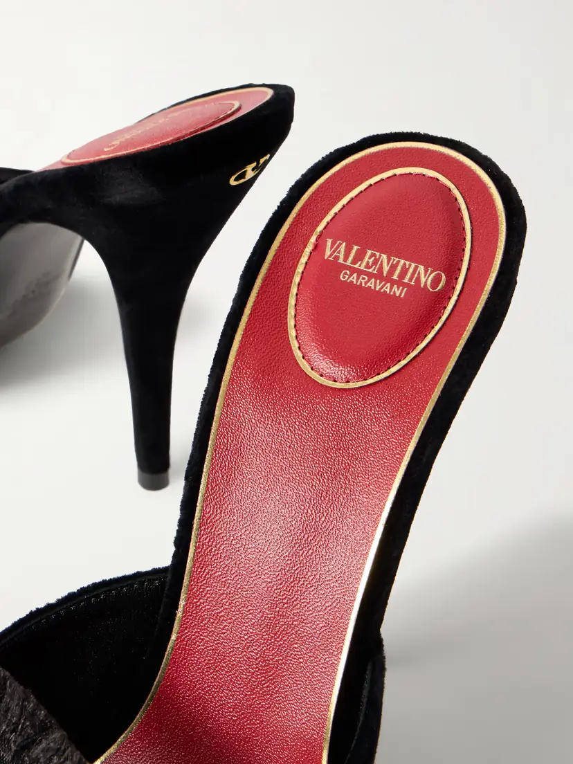 Valentino Garavani Marie 105 Bow-embellished Satin-trimmed Velvet Mules | Thumbnail 5