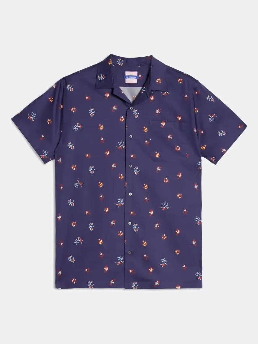 Hawaiian Shirt Chinese Flowers Blue
