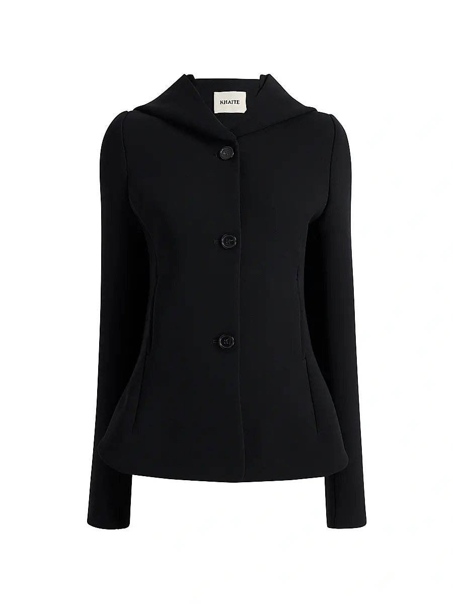 Khaite Women's June Hooded Peplum Jacket - Black | Image 1 Khaite Women's June Hooded Peplum Jacket - Black | Image 1