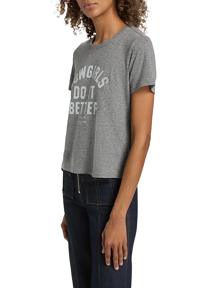 Cinq à Sept Women's Embellished CowGirl's Do It Better Shrunken T-Shirt | Thumbnail 4 Cinq à Sept Women's Embellished CowGirl's Do It Better Shrunken T-Shirt | Thumbnail 4