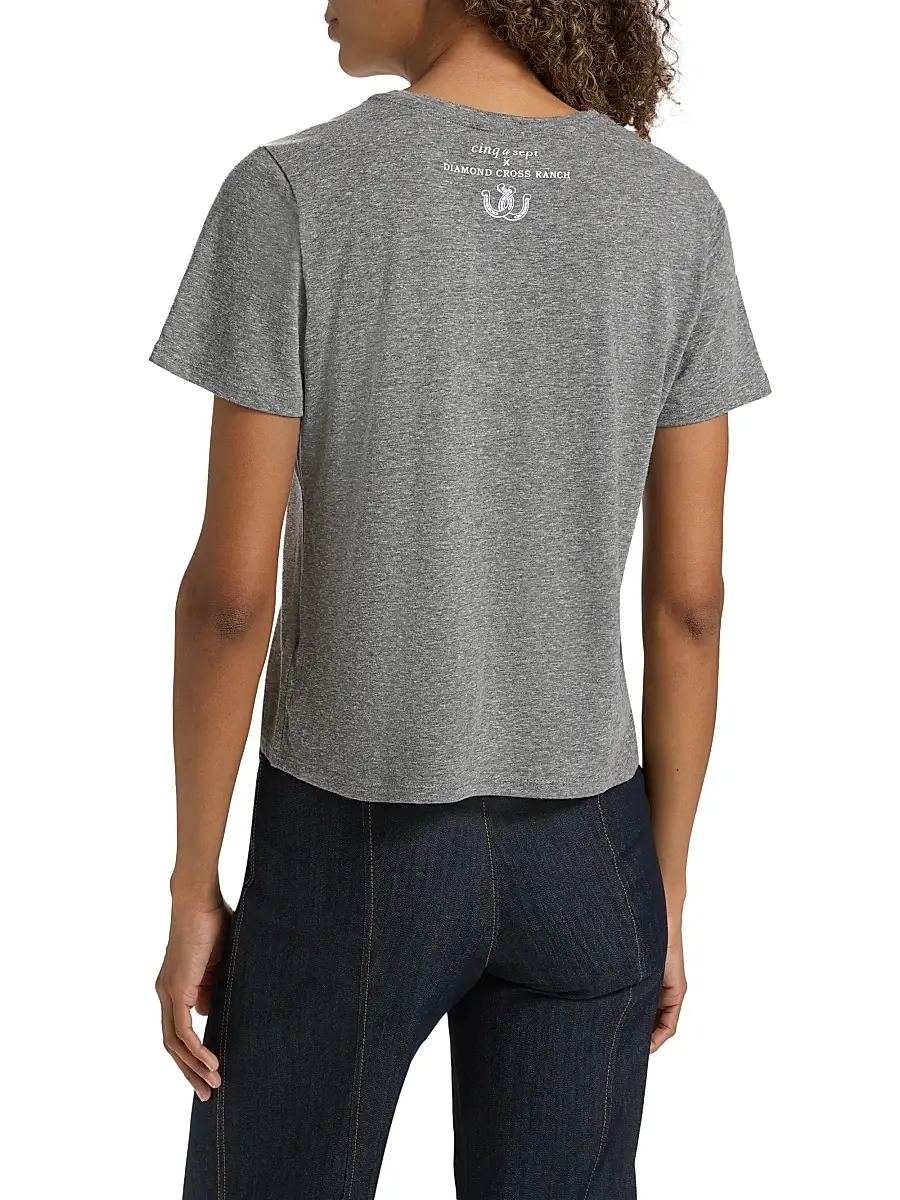 Cinq à Sept Women's Embellished CowGirl's Do It Better Shrunken T-Shirt | Thumbnail 5 Cinq à Sept Women's Embellished CowGirl's Do It Better Shrunken T-Shirt | Thumbnail 5