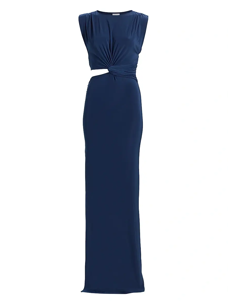MISA Los Angeles Women's Yvette Draped Cut-Out Maxi Dress - Navy | Image 1 MISA Los Angeles Women's Yvette Draped Cut-Out Maxi Dress - Navy | Image 1