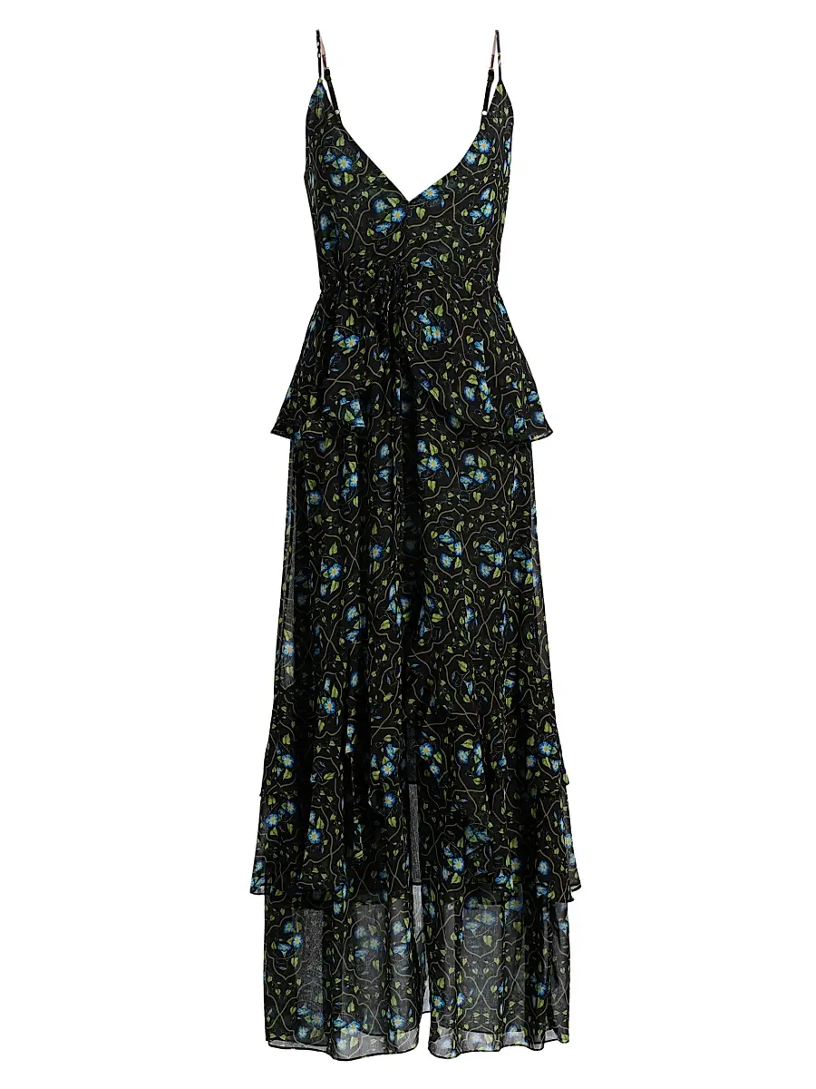 Misa Los Angeles Women's Linda Floral Chiffon Ruffle Maxi Dress - Morning Glory Lattice | Image 1 Misa Los Angeles Women's Linda Floral Chiffon Ruffle Maxi Dress - Morning Glory Lattice | Image 1