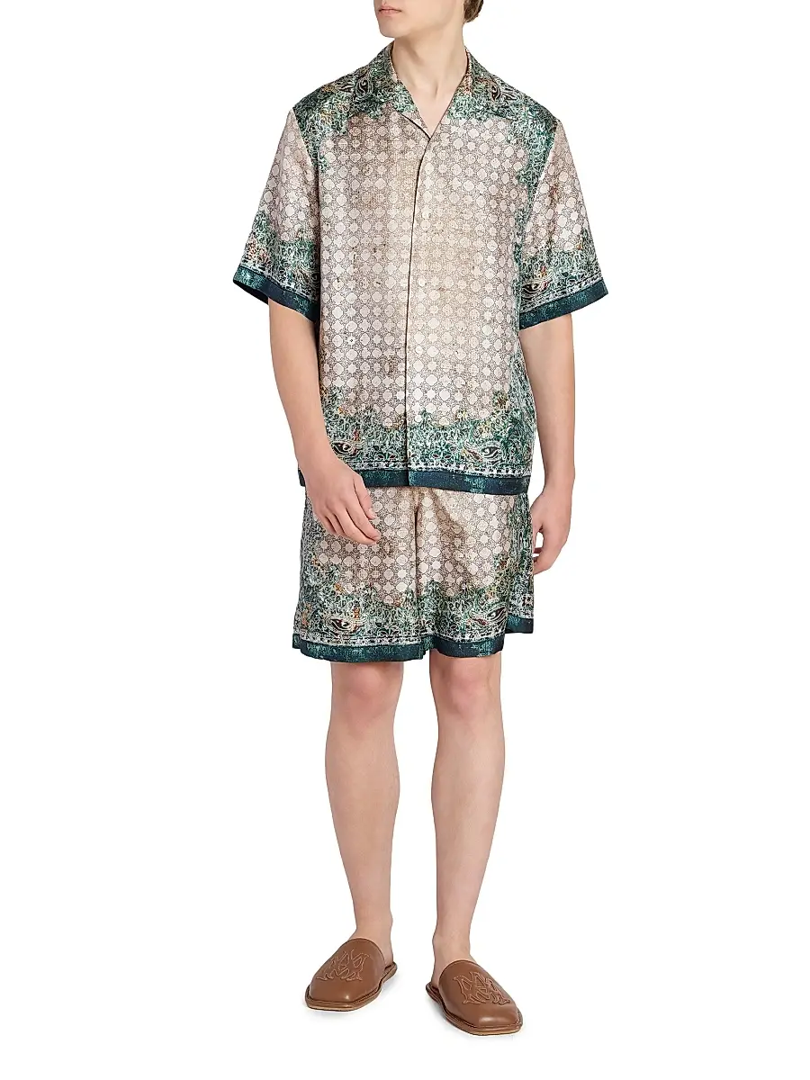 Amiri Men's Silk Bandana Bowling Shirt | Thumbnail 2 Amiri Men's Silk Bandana Bowling Shirt | Thumbnail 2