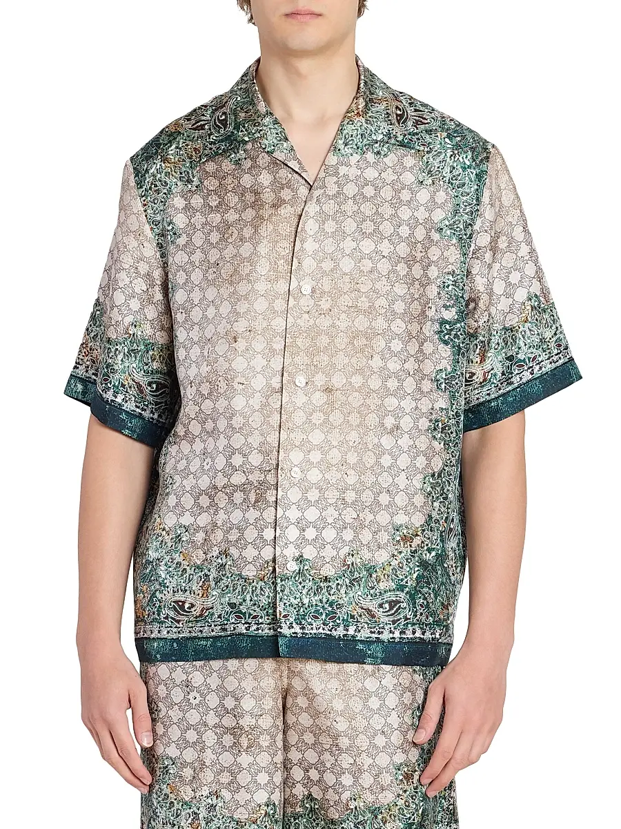 Amiri Men's Silk Bandana Bowling Shirt | Thumbnail 3 Amiri Men's Silk Bandana Bowling Shirt | Thumbnail 3