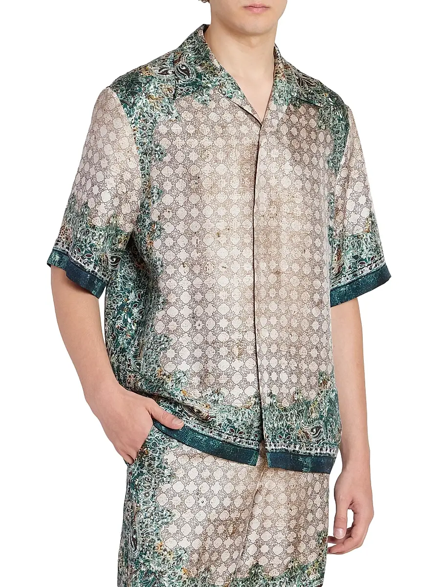 Amiri Men's Silk Bandana Bowling Shirt | Thumbnail 4 Amiri Men's Silk Bandana Bowling Shirt | Thumbnail 4