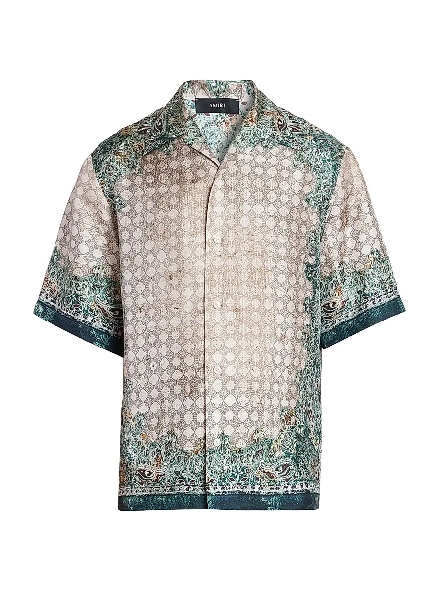 Amiri Men's Silk Bandana Bowling Shirt | Image 1 Amiri Men's Silk Bandana Bowling Shirt | Image 1