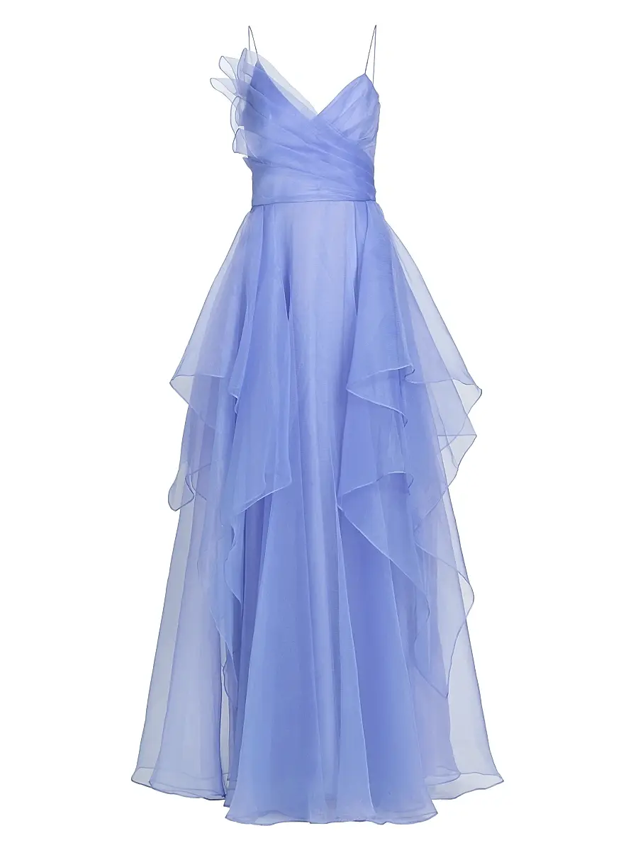 Theia Women's Adessia Strapless Tiered Gown - Deep Periwinkle | Image 1 Theia Women's Adessia Strapless Tiered Gown - Deep Periwinkle | Image 1