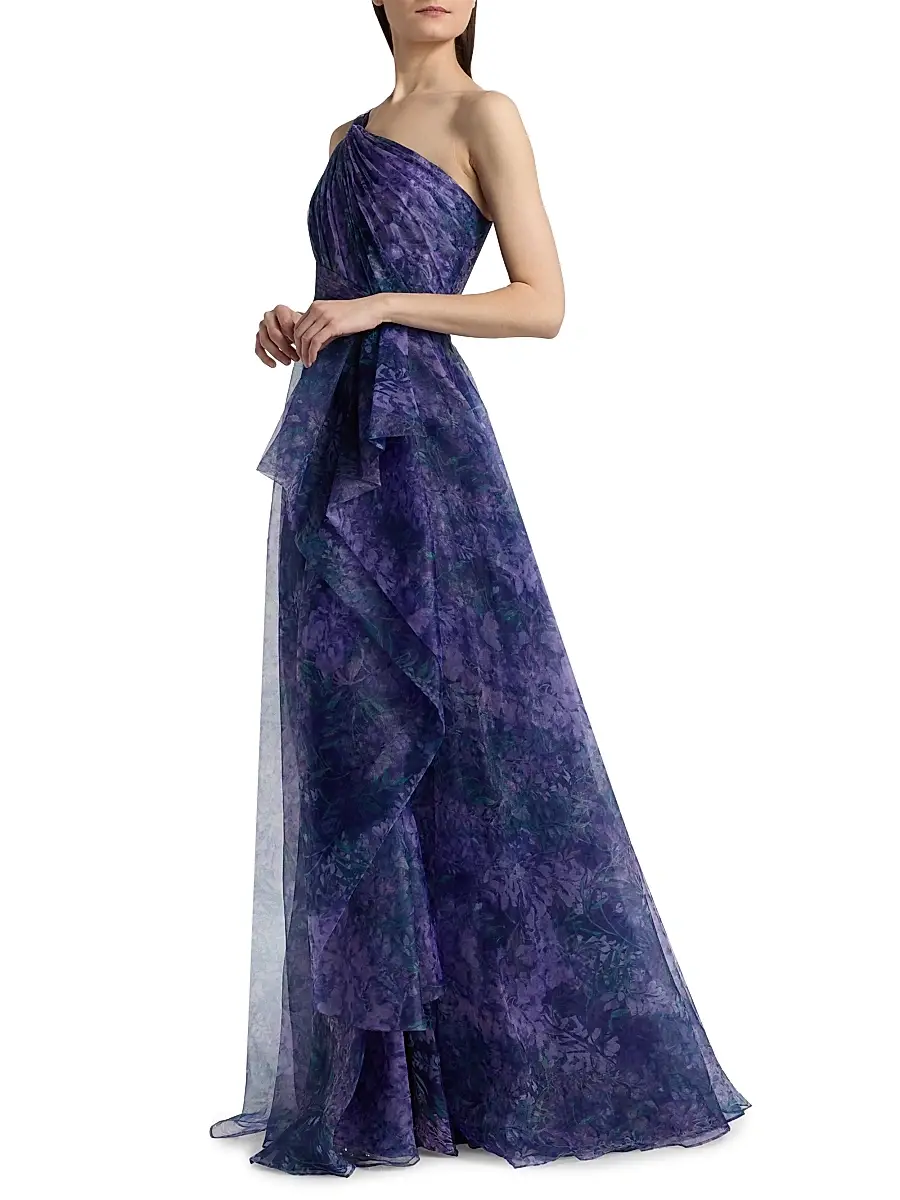 THEIA Women's Orania Organza One-Shoulder Gown | Thumbnail 4 THEIA Women's Orania Organza One-Shoulder Gown | Thumbnail 4