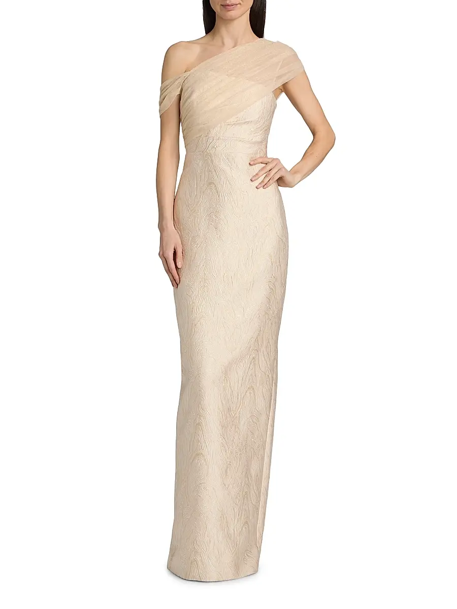 THEIA Women's Zara Draped Shawl Column Dress | Thumbnail 2 THEIA Women's Zara Draped Shawl Column Dress | Thumbnail 2