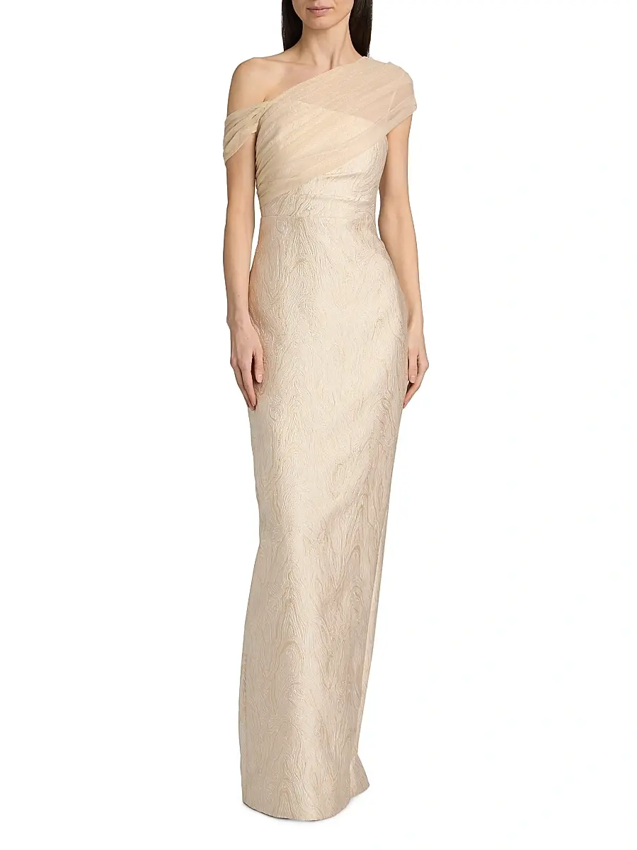 THEIA Women's Zara Draped Shawl Column Dress | Thumbnail 3 THEIA Women's Zara Draped Shawl Column Dress | Thumbnail 3