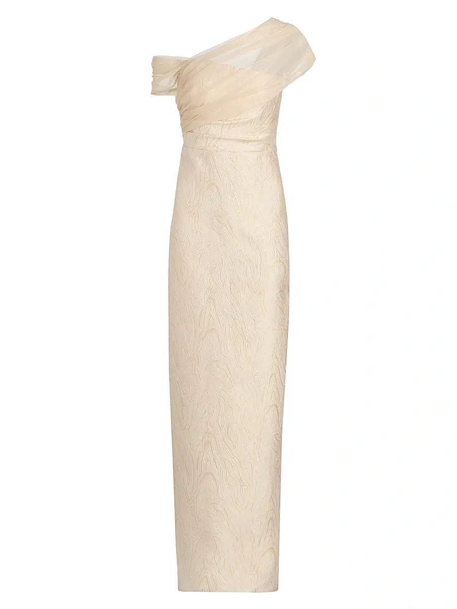 Theia Women's Zara Draped Shawl Column Dress - Champagne | Image 1 Theia Women's Zara Draped Shawl Column Dress - Champagne | Image 1