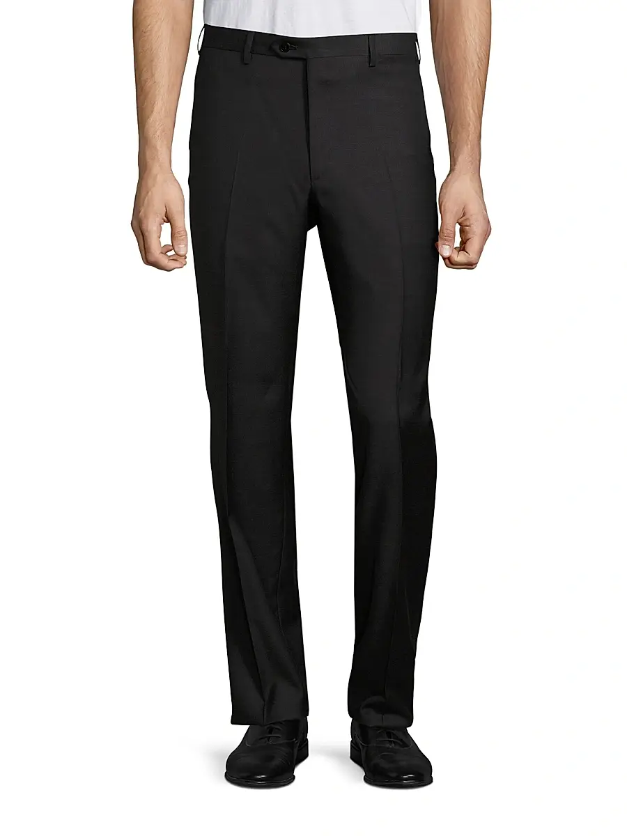 Brioni Men's Solid Wool Trousers - Black Grey | Image 1 Brioni Men's Solid Wool Trousers - Black Grey | Image 1