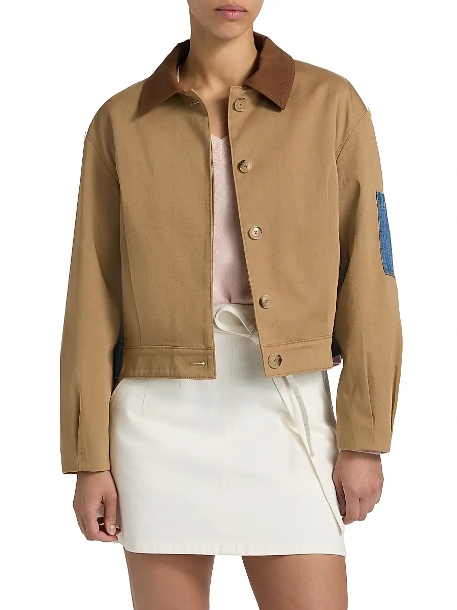 Tanya Taylor Women's Gabe Denim-Back Jacket - Dark Khaki | Thumbnail 3 Tanya Taylor Women's Gabe Denim-Back Jacket - Dark Khaki | Thumbnail 3