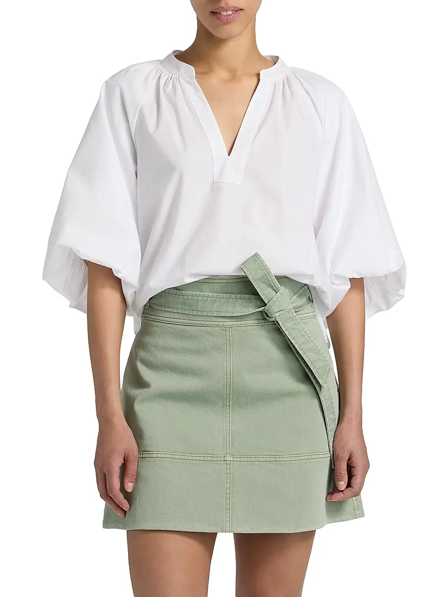 TANYA TAYLOR Women's Marine Cotton Balloon-Sleeve Top | Thumbnail 3 TANYA TAYLOR Women's Marine Cotton Balloon-Sleeve Top | Thumbnail 3