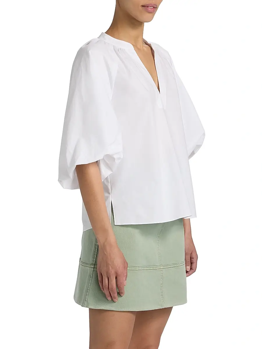 TANYA TAYLOR Women's Marine Cotton Balloon-Sleeve Top | Thumbnail 4 TANYA TAYLOR Women's Marine Cotton Balloon-Sleeve Top | Thumbnail 4