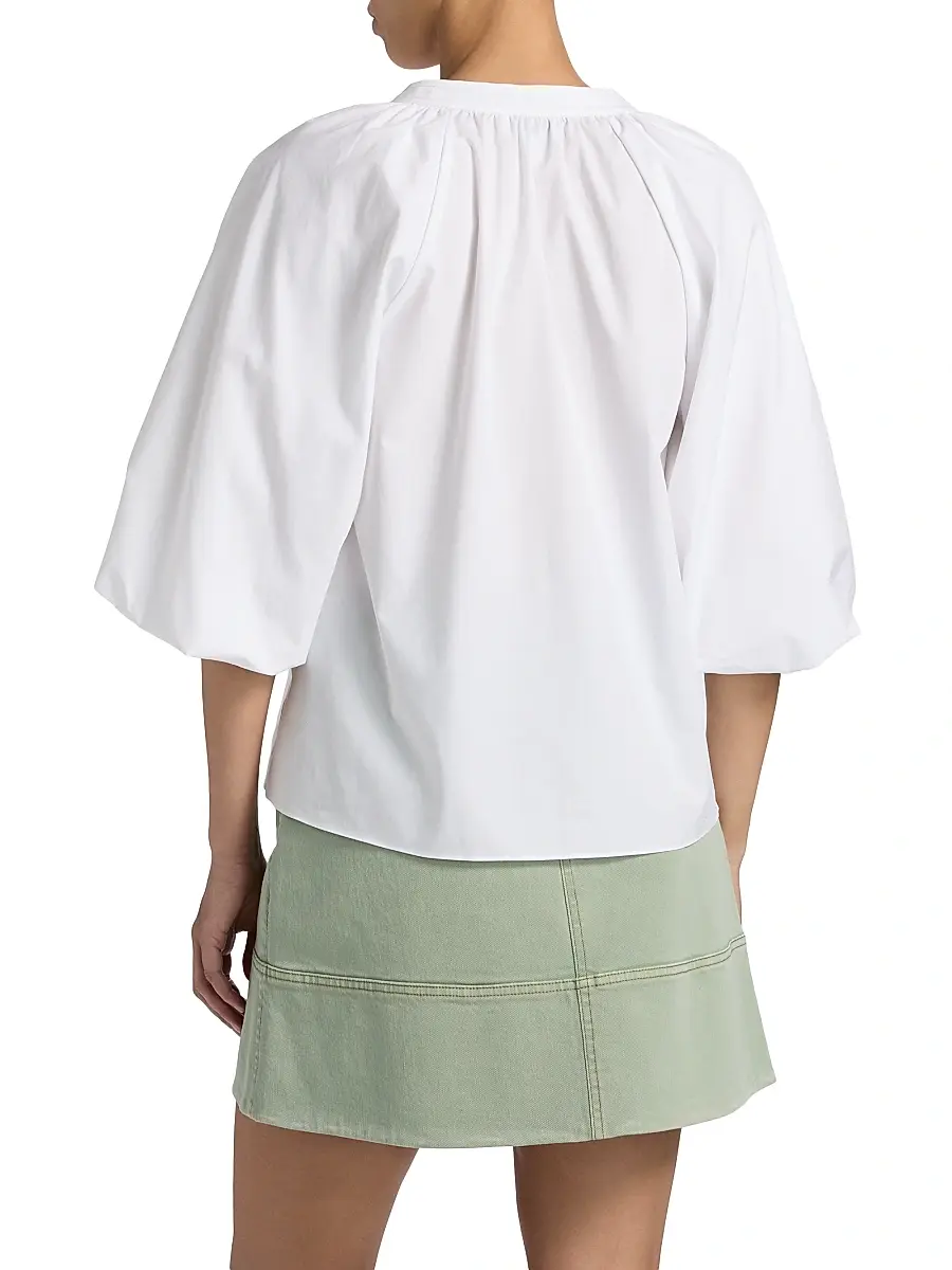 TANYA TAYLOR Women's Marine Cotton Balloon-Sleeve Top | Thumbnail 5 TANYA TAYLOR Women's Marine Cotton Balloon-Sleeve Top | Thumbnail 5