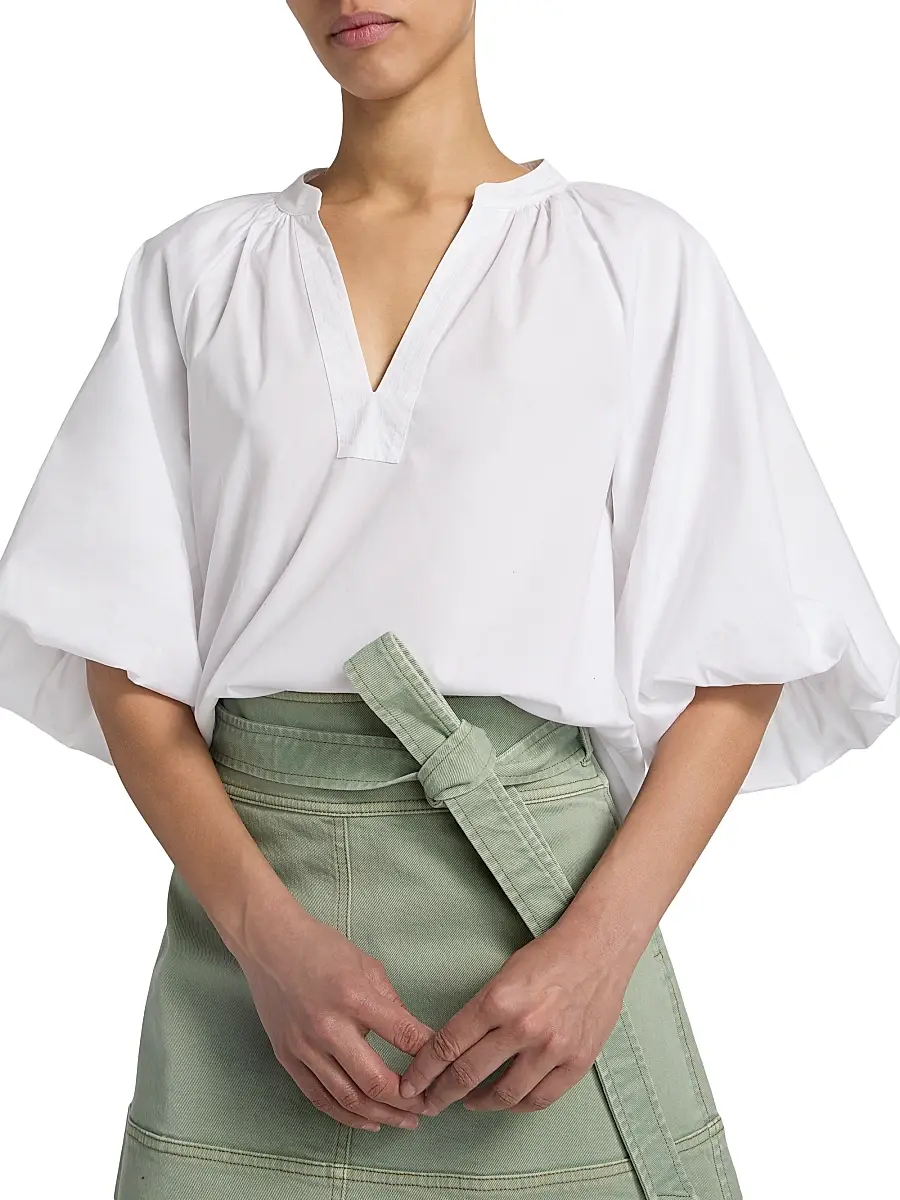 TANYA TAYLOR Women's Marine Cotton Balloon-Sleeve Top | Thumbnail 6 TANYA TAYLOR Women's Marine Cotton Balloon-Sleeve Top | Thumbnail 6