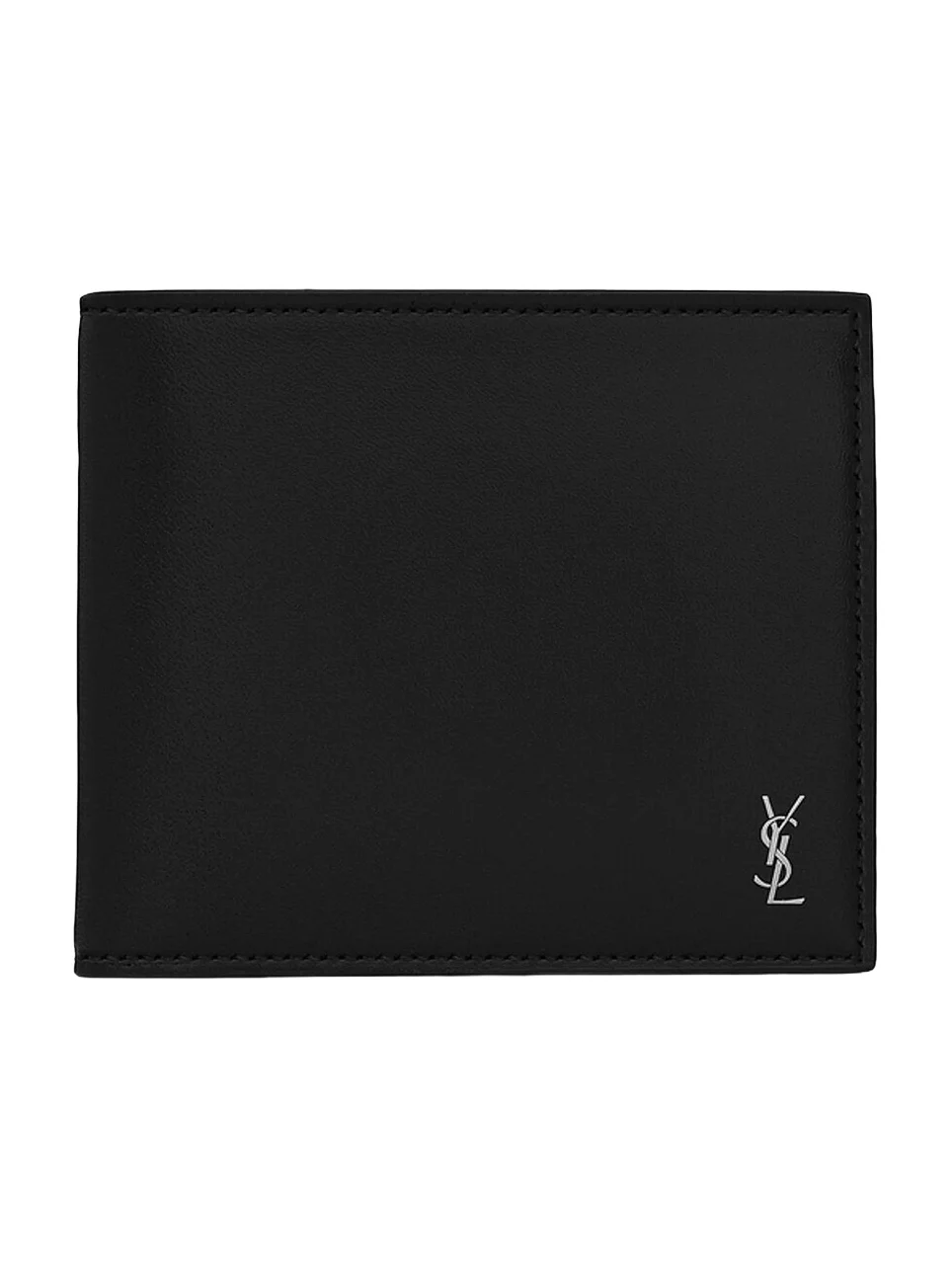 Saint Laurent Men's Tiny Cassandre East-West Wallet with Coin Purse - Black