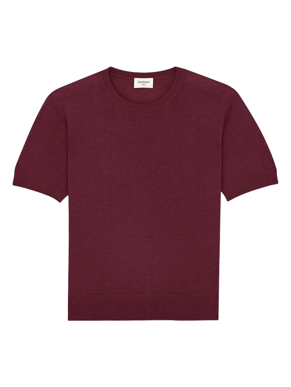 Saint Laurent Women's Crewneck T-Shirt in Cashmere, Wool and Silk - Bordeaux