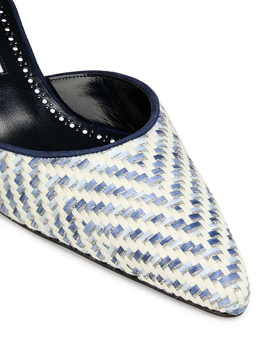 Manolo Blahnik Women's Carolyne 50MM Raffia Mules - Silver | Thumbnail 5 Manolo Blahnik Women's Carolyne 50MM Raffia Mules - Silver | Thumbnail 5