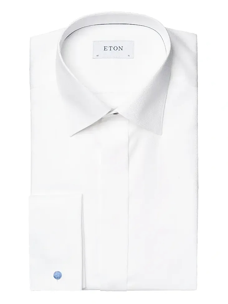 Men's Slim-Fit Diamond-Weave Cotton Formal Shirt Men's Slim-Fit Diamond-Weave Cotton Formal Shirt