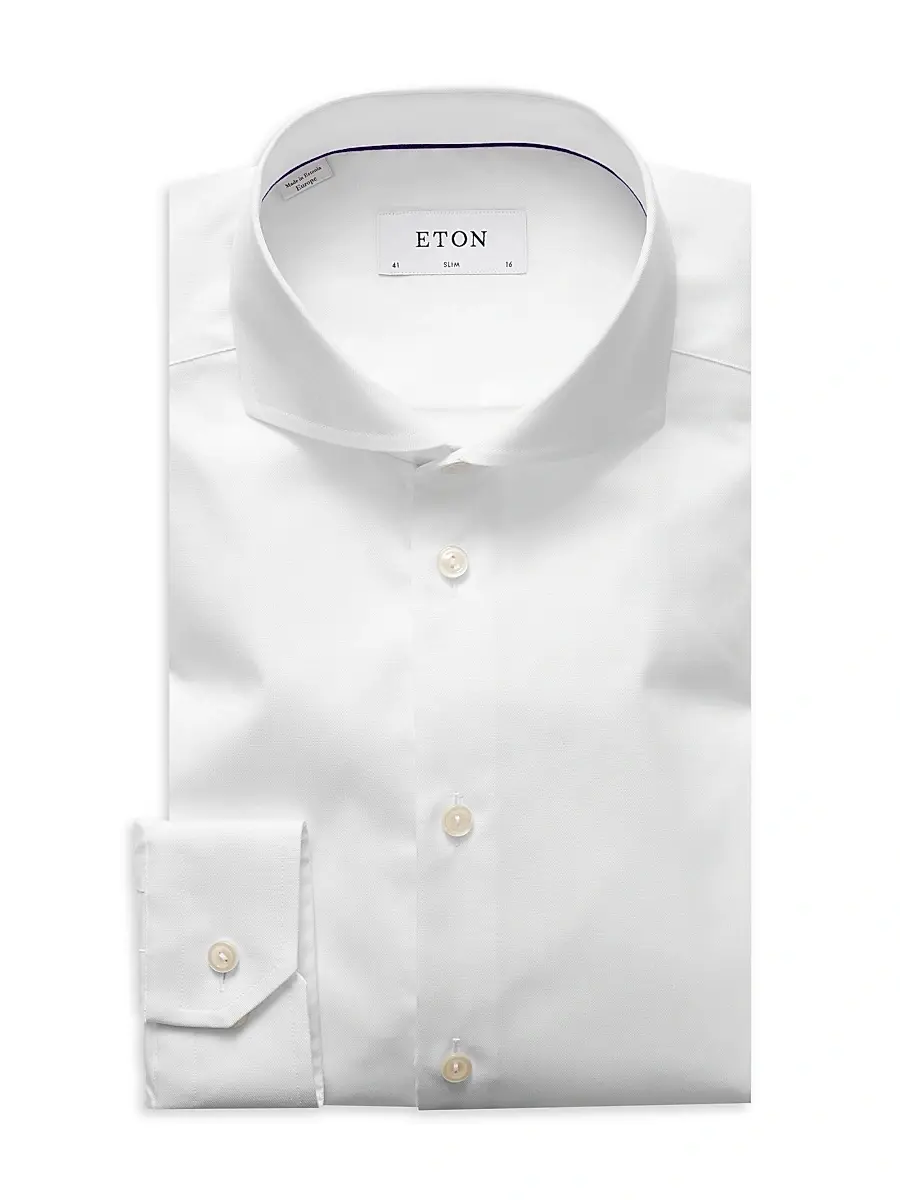 Eton Men's Cotton Slim-Fit Cutaway-Collar Dress Shirt | Image 1 Eton Men's Cotton Slim-Fit Cutaway-Collar Dress Shirt | Image 1