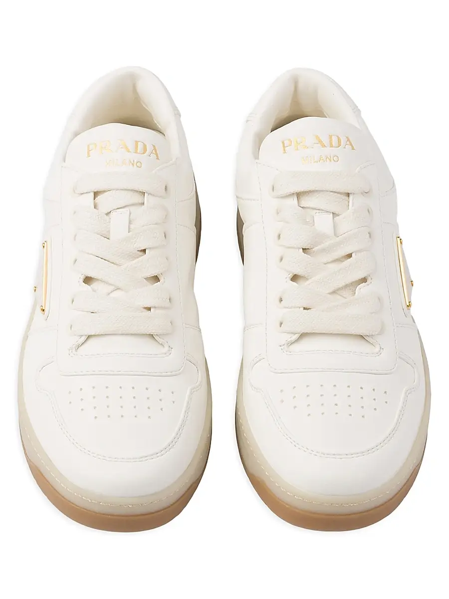 Prada Women's Downtown Nappa Leather Sneakers - Beige Khaki | Thumbnail 3 Prada Women's Downtown Nappa Leather Sneakers - Beige Khaki | Thumbnail 3